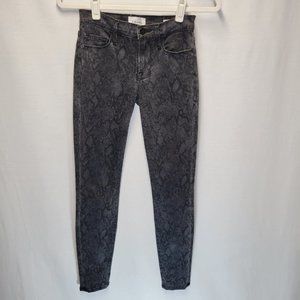 Frame Women's Size 25 Jeans Black Gray Snakeskin Print Le Skinny De Jeanne
